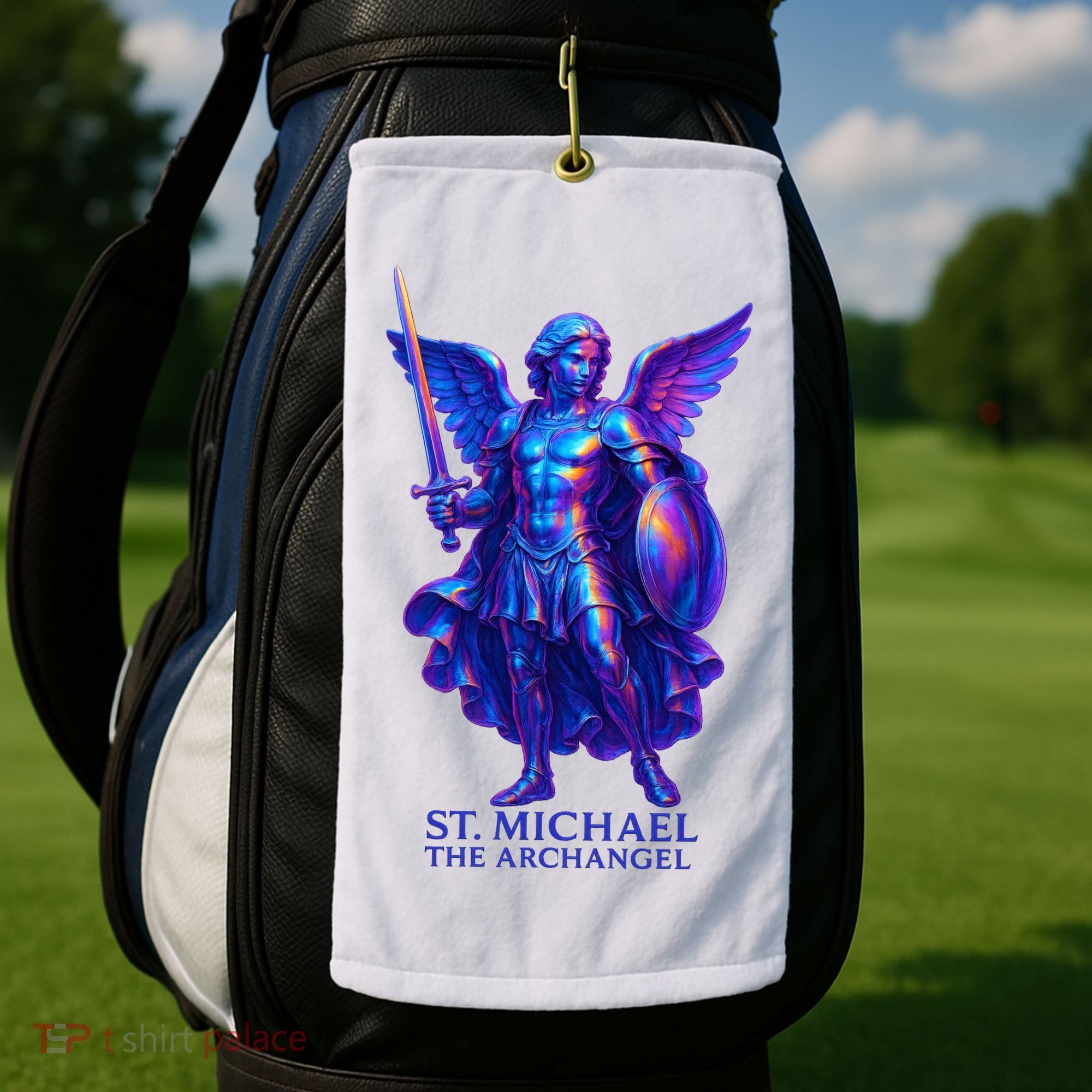 St. Michael The Archangel Iridescent 3d Art Golf Towel