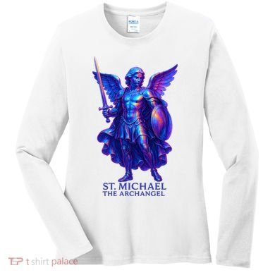 St. Michael The Archangel Iridescent 3d Art Women's Long Sleeve Shirt