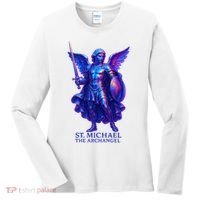 St. Michael The Archangel Iridescent 3d Art Women's Long Sleeve Shirt thumb 0