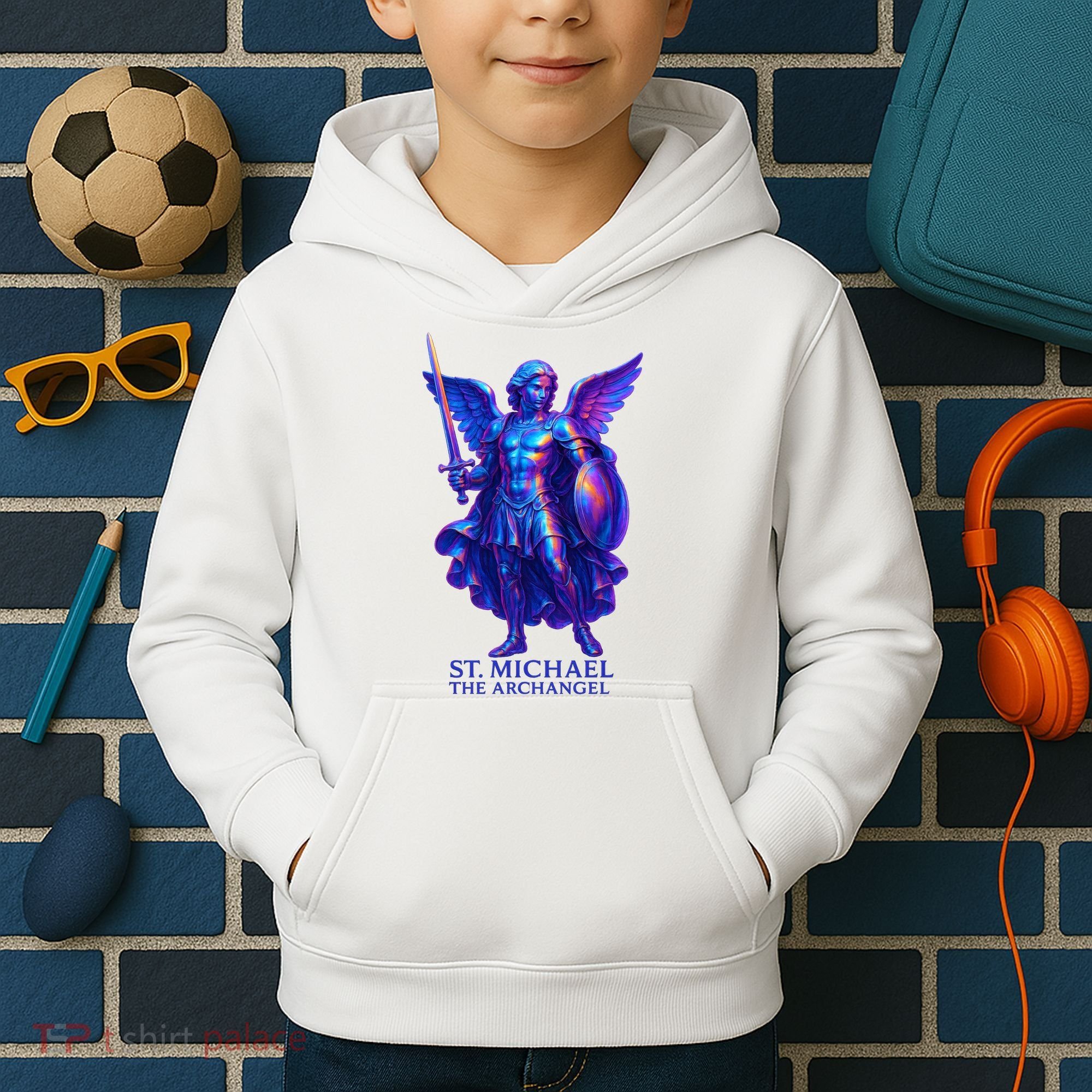 St. Michael The Archangel Iridescent 3d Art Kids Hoodie