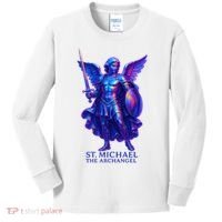 St. Michael The Archangel Iridescent 3d Art Kids Long Sleeve Shirt thumb 0
