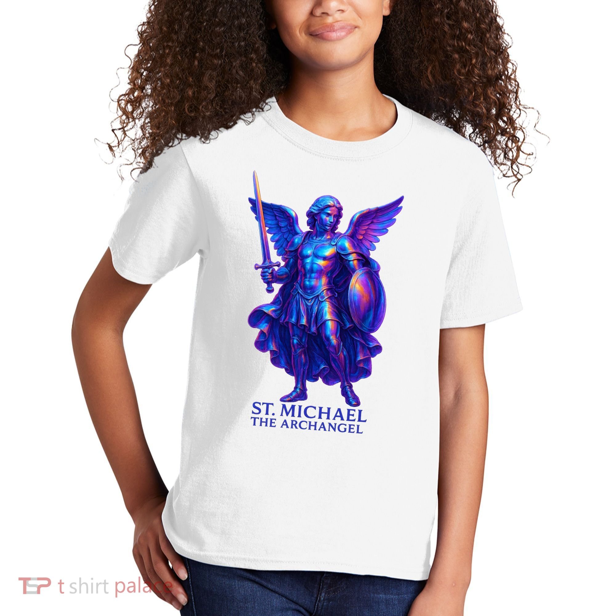 St. Michael The Archangel Iridescent 3d Art Kids T-Shirt