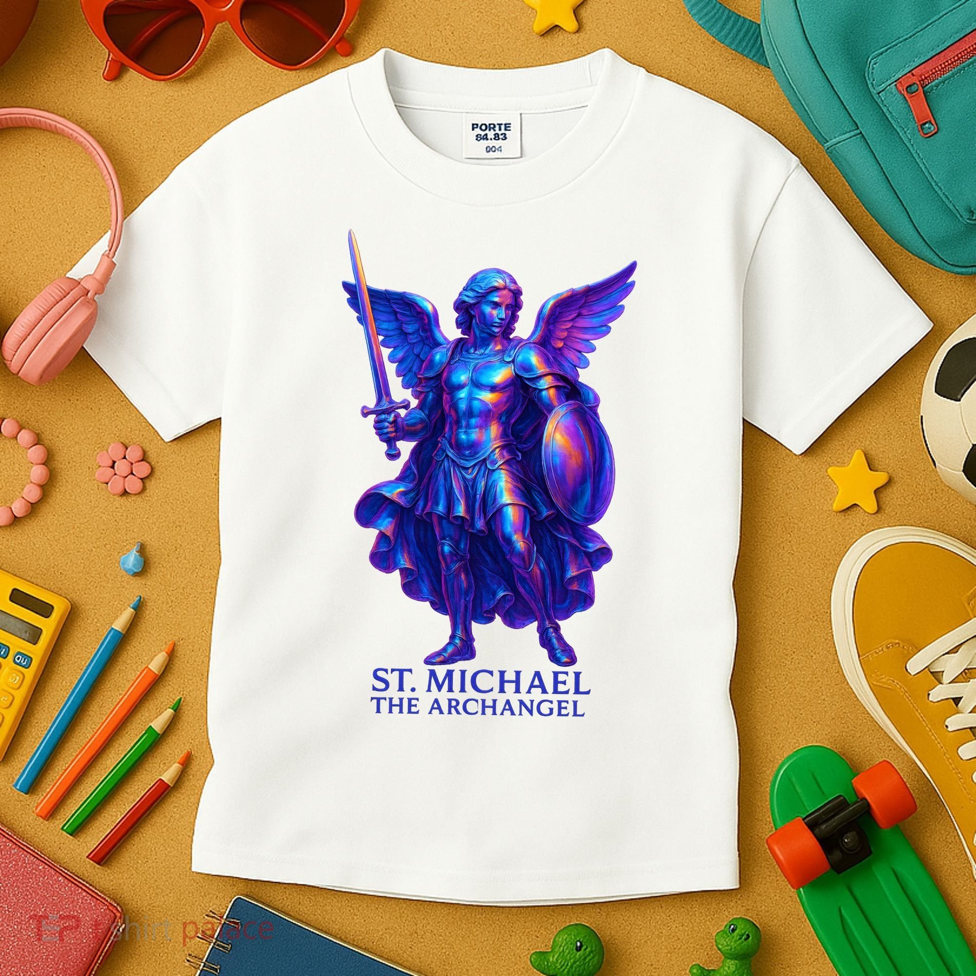 St. Michael The Archangel Iridescent 3d Art Kids T-Shirt