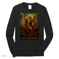 St. Michael The Archangel Digital Impasto Painting Long Sleeve Shirt thumb 0
