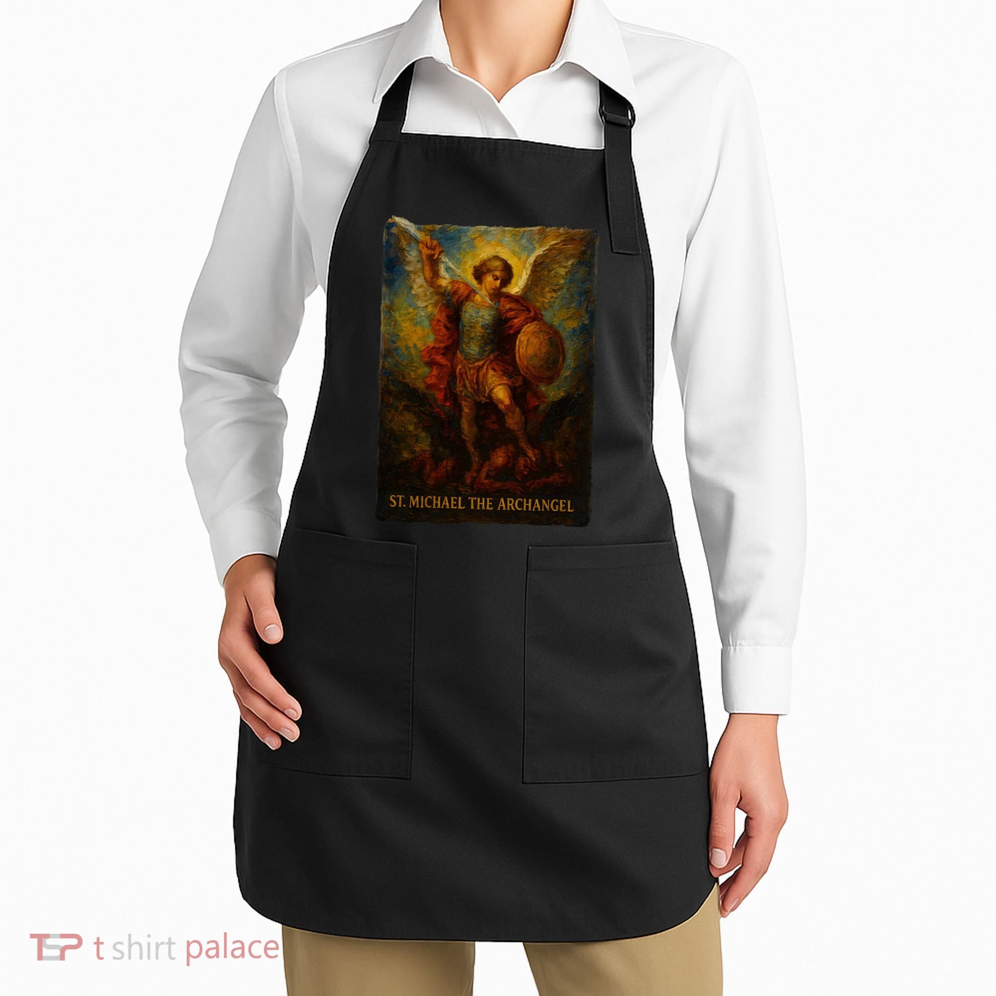 St. Michael The Archangel Digital Impasto Painting Apron