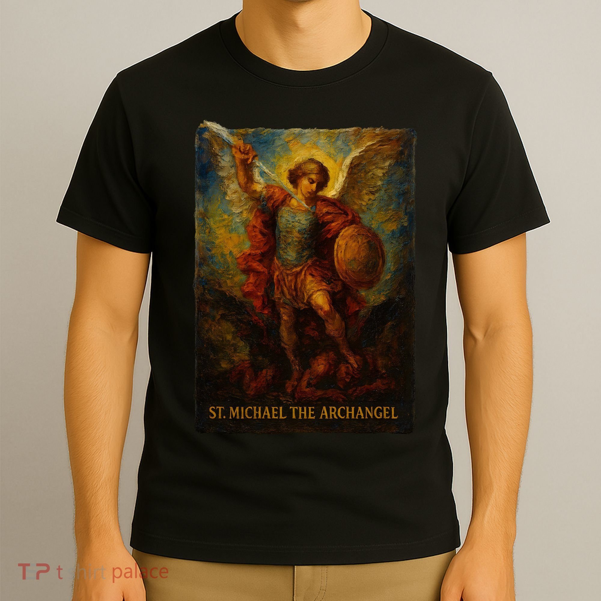 St. Michael The Archangel Digital Impasto Painting T-Shirt