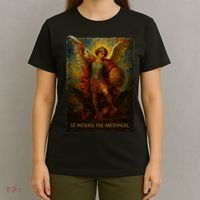 St. Michael The Archangel Digital Impasto Painting T-Shirt thumb 4