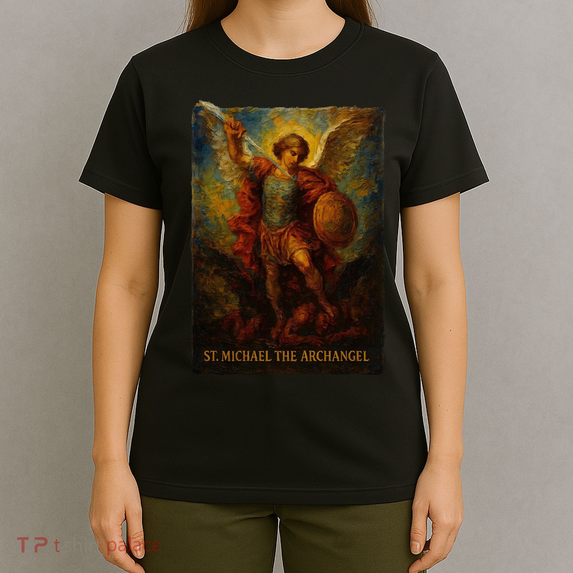 St. Michael The Archangel Digital Impasto Painting T-Shirt
