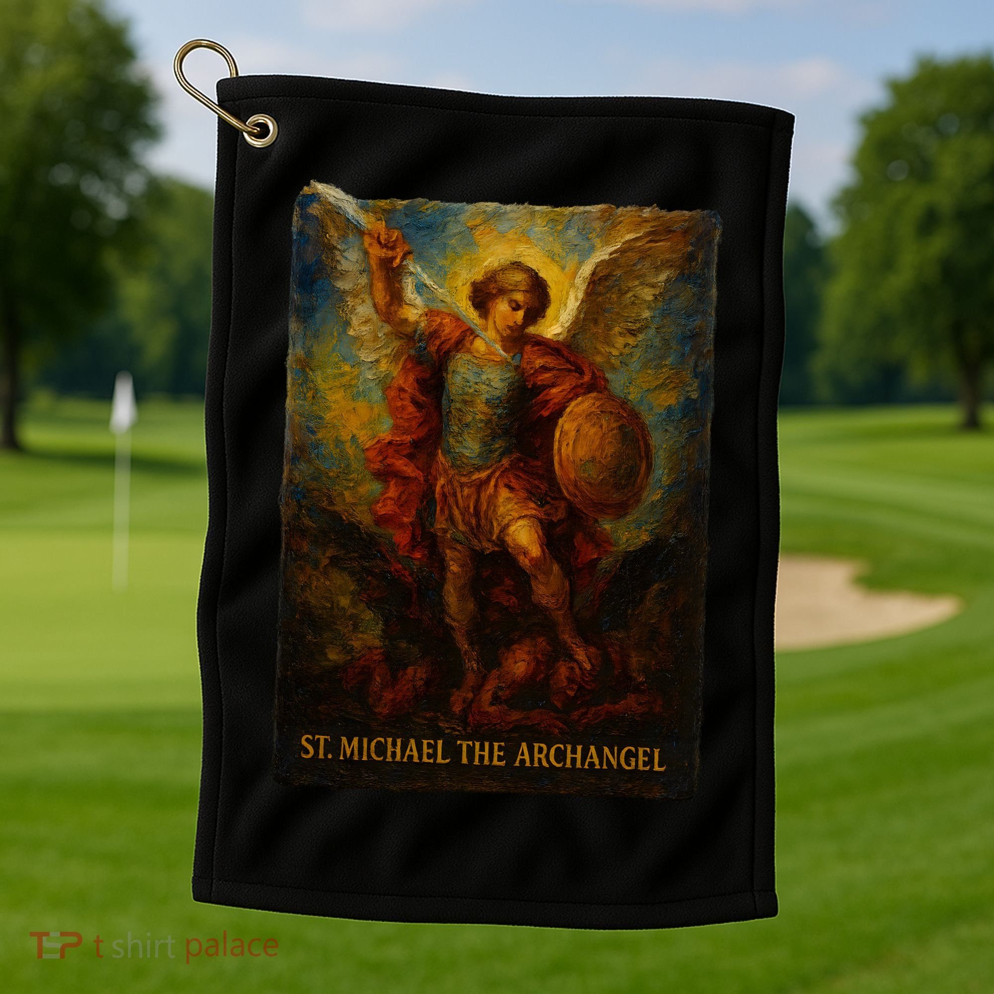 St. Michael The Archangel Digital Impasto Painting Golf Towel