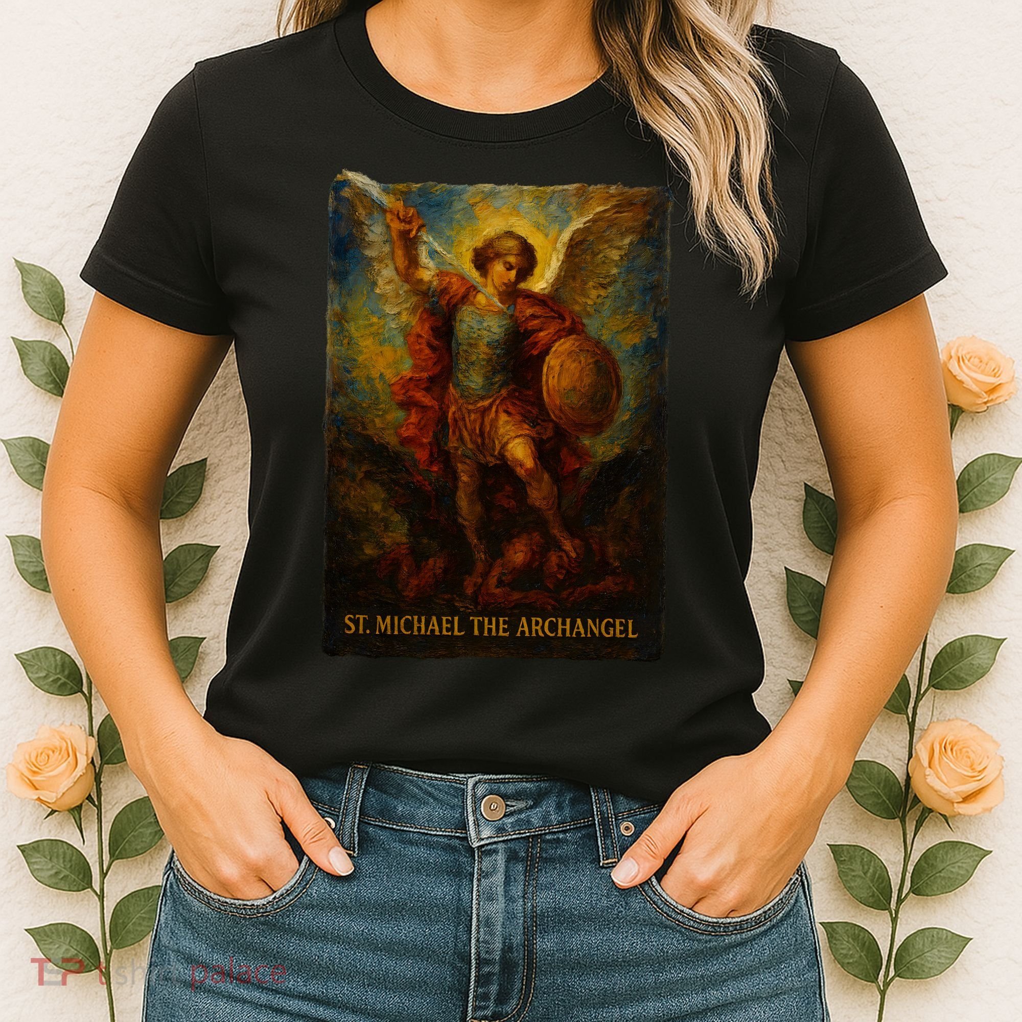 St. Michael The Archangel Digital Impasto Painting Women's T-Shirt