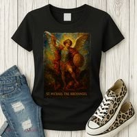 St. Michael The Archangel Digital Impasto Painting Women's T-Shirt thumb 3