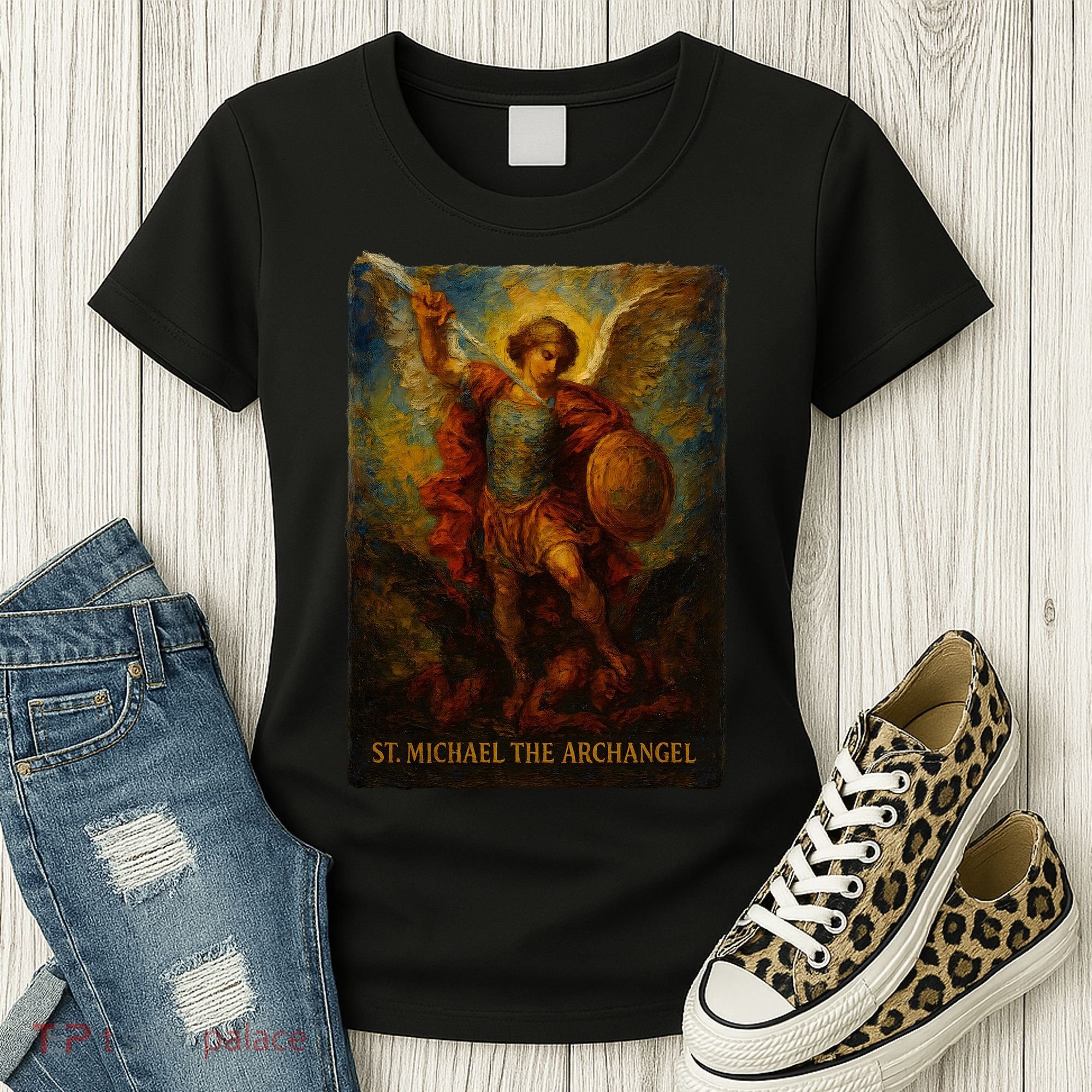 St. Michael The Archangel Digital Impasto Painting Women's T-Shirt