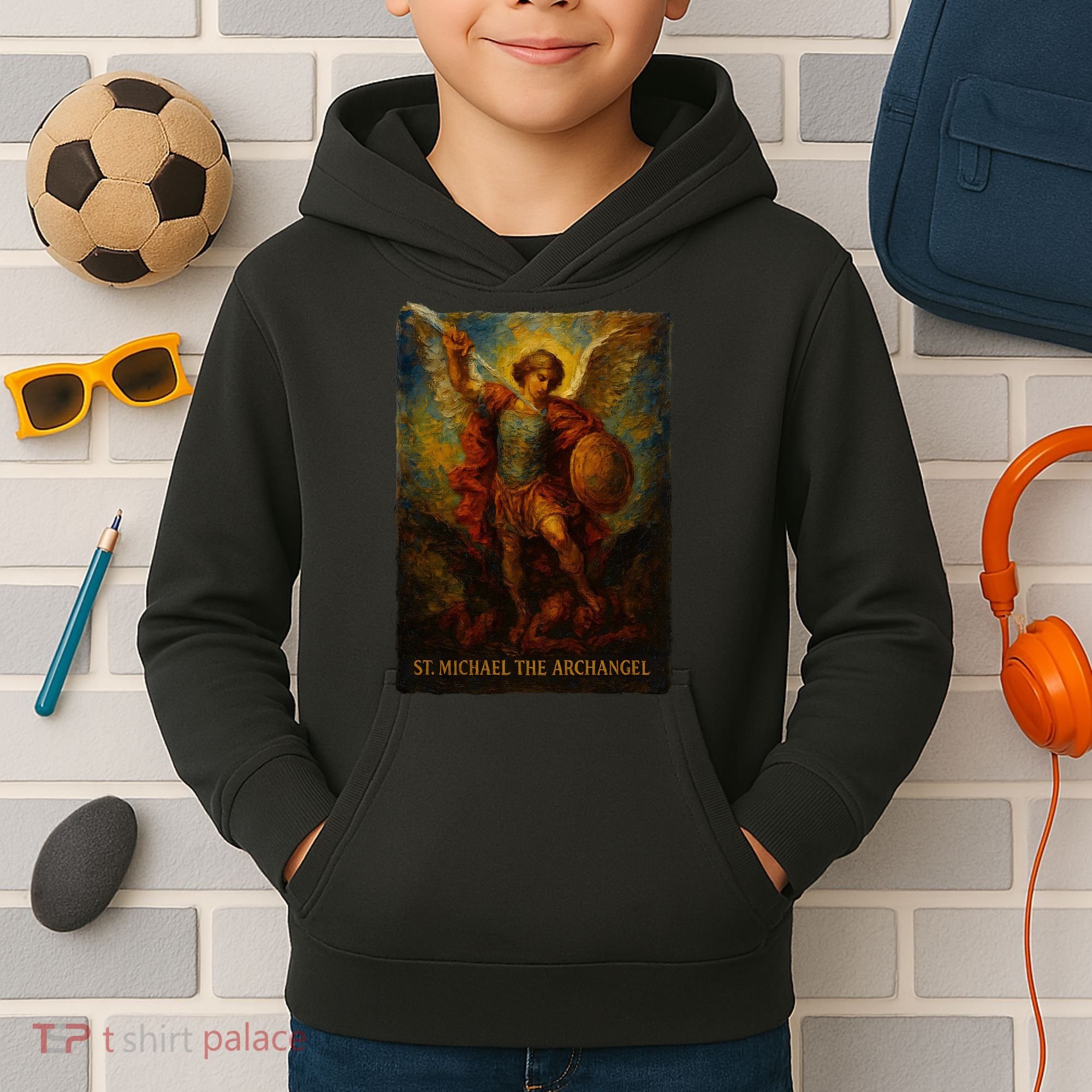 St. Michael The Archangel Digital Impasto Painting Kids Hoodie