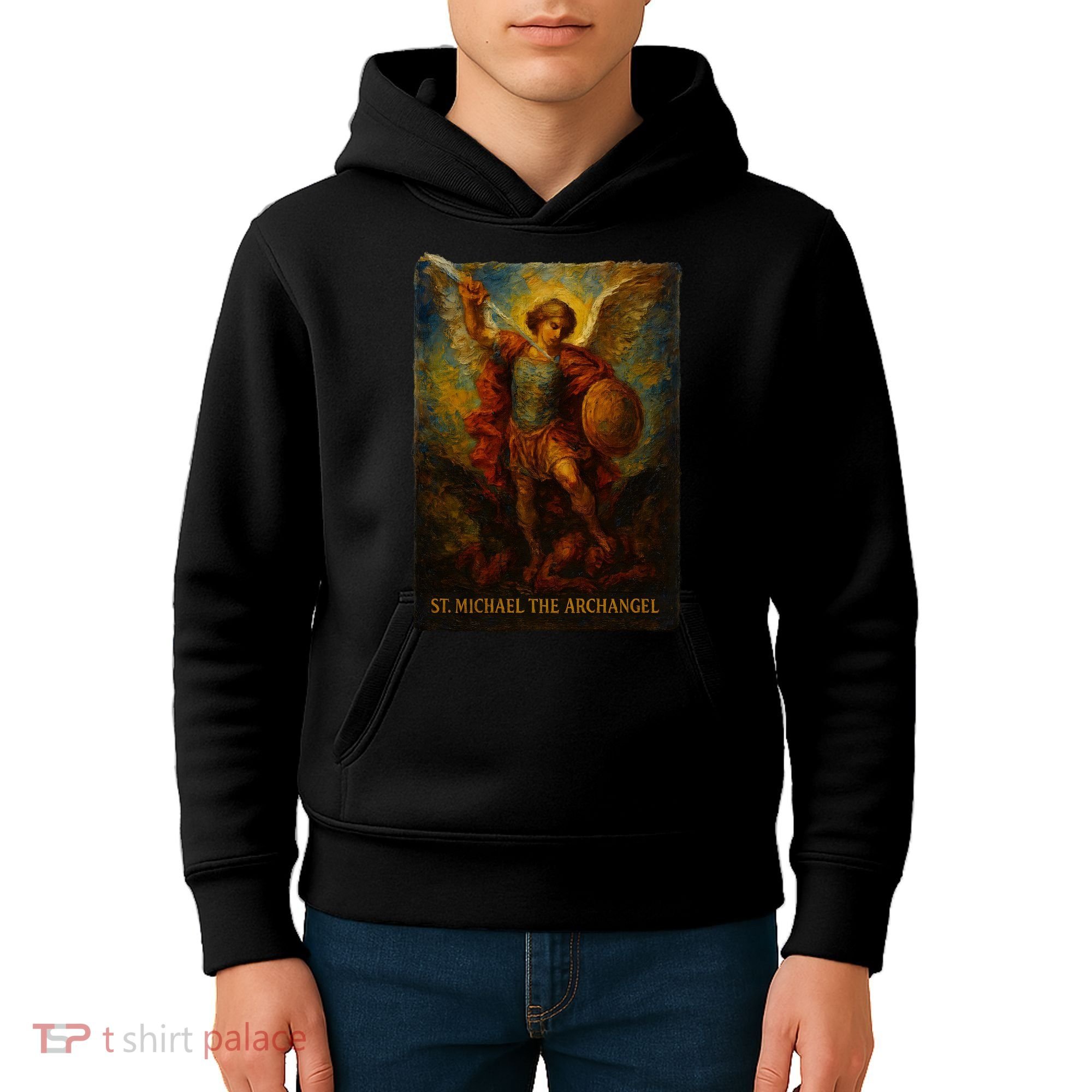 St. Michael The Archangel Digital Impasto Painting Kids Hoodie