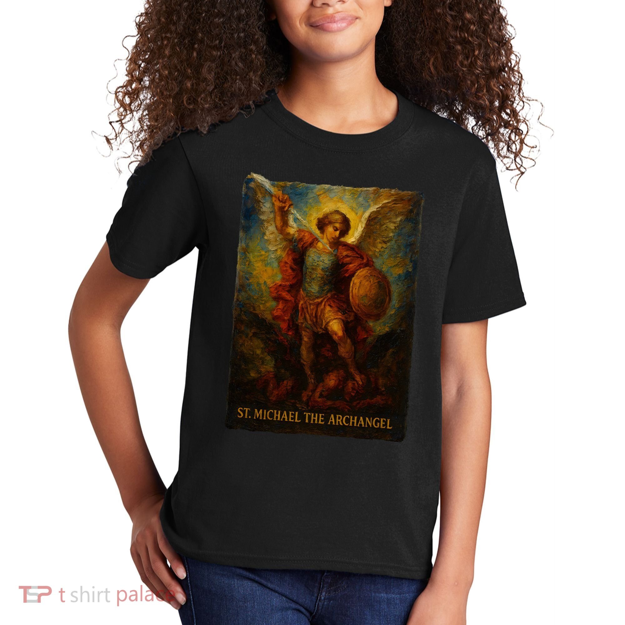 St. Michael The Archangel Digital Impasto Painting Kids T-Shirt