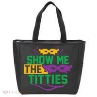 Show Me The Titties Funny Mardi Gras Meme Tote Bag thumb 0