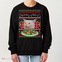 Smug Table Cat Meme Ugly Christmas Women's Sweatshirt thumb 0