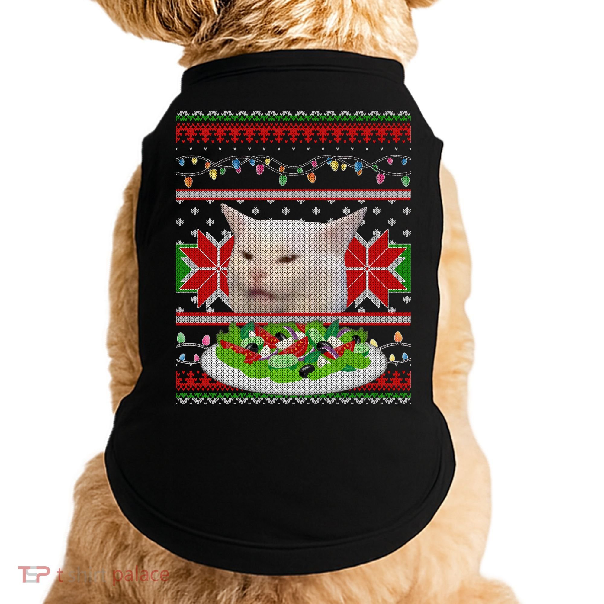 Smug Table Cat Meme Ugly Christmas Doggie Tank