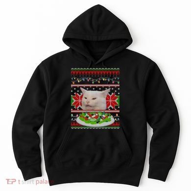 Smug Table Cat Meme Ugly Christmas Hoodie