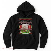 Smug Table Cat Meme Ugly Christmas Hoodie thumb 0