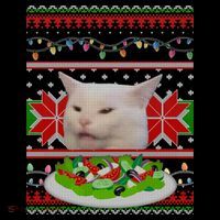 Smug Table Cat Meme Ugly Christmas Long Sleeve Shirt thumb 2