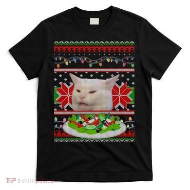 Smug Table Cat Meme Ugly Christmas T-Shirt