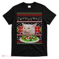 Smug Table Cat Meme Ugly Christmas T-Shirt thumb 0