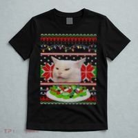 Smug Table Cat Meme Ugly Christmas T-Shirt thumb 5