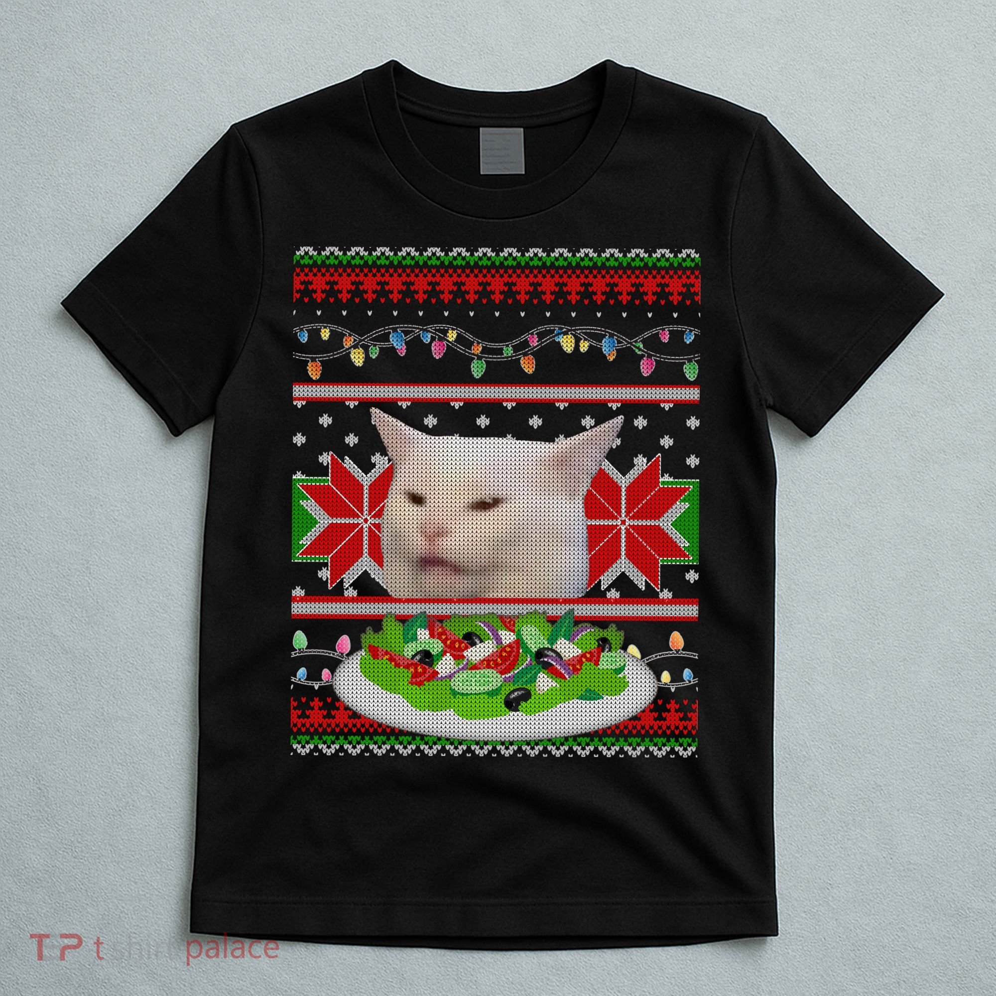 Smug Table Cat Meme Ugly Christmas T-Shirt