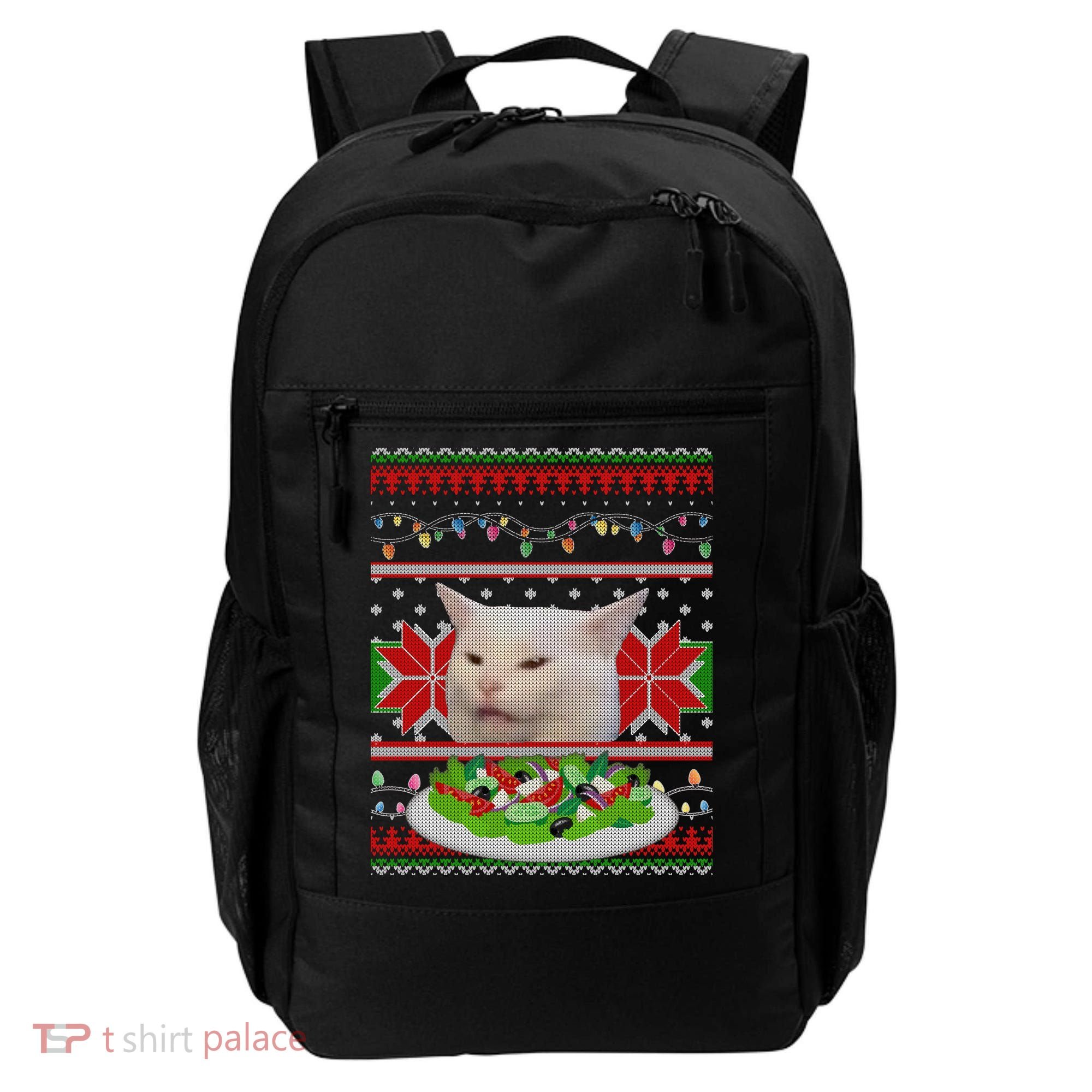 Smug Table Cat Meme Ugly Christmas Backpack