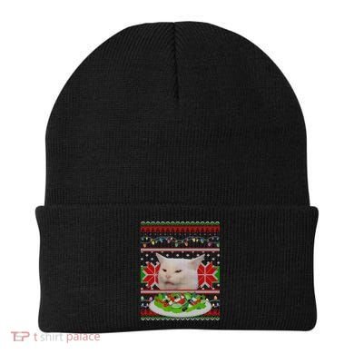 Smug Table Cat Meme Ugly Christmas Beanie