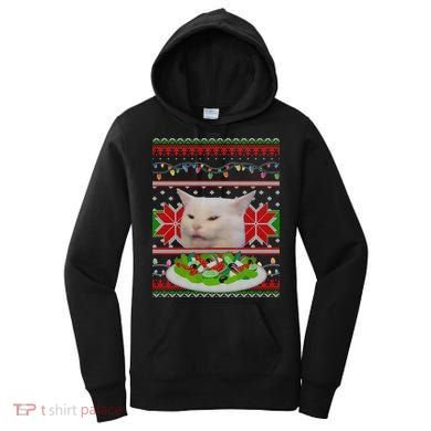 Smug Table Cat Meme Ugly Christmas Women's Hoodie