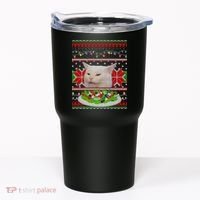 Smug Table Cat Meme Ugly Christmas Tumbler thumb 0