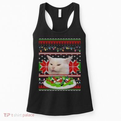 Smug Table Cat Meme Ugly Christmas Women's Tank Top