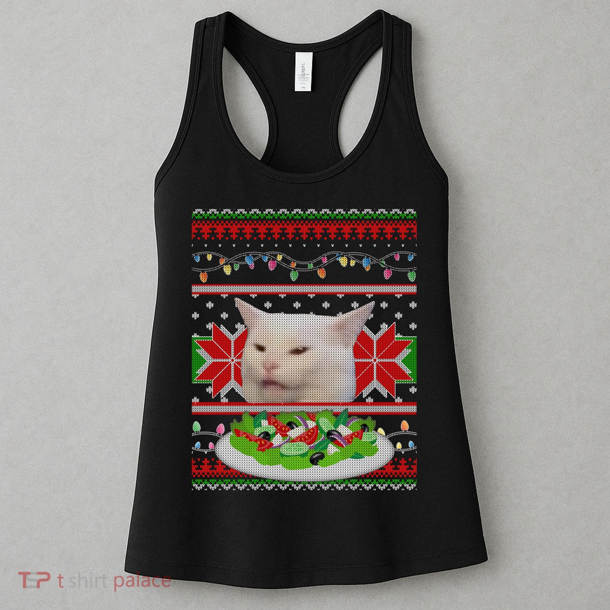 Smug Table Cat Meme Ugly Christmas Women's Tank Top