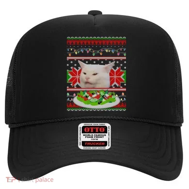 Smug Table Cat Meme Ugly Christmas Hat