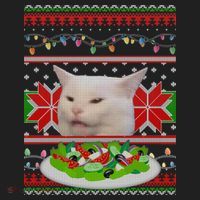 Smug Table Cat Meme Ugly Christmas Hat thumb 2