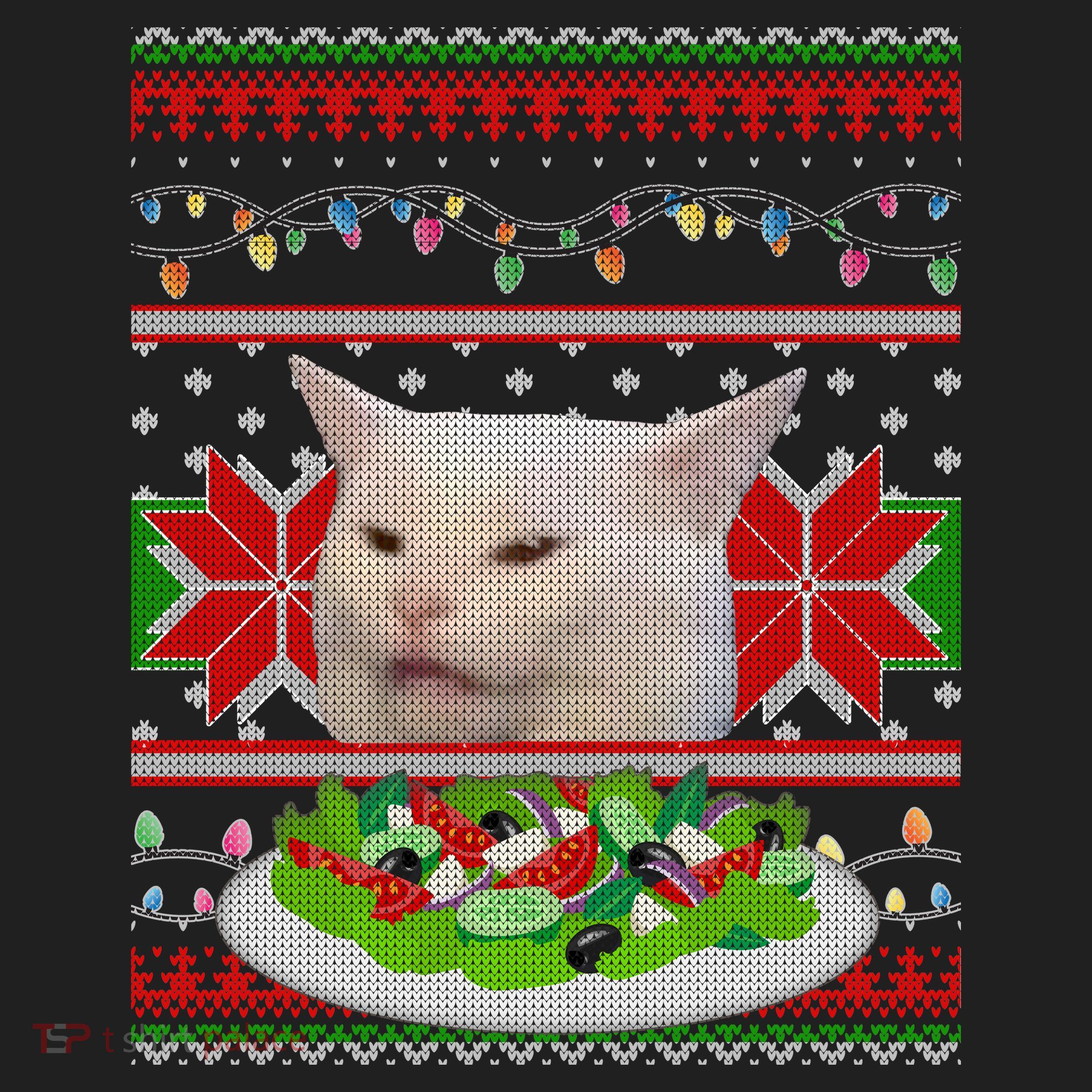 Smug Table Cat Meme Ugly Christmas Hat
