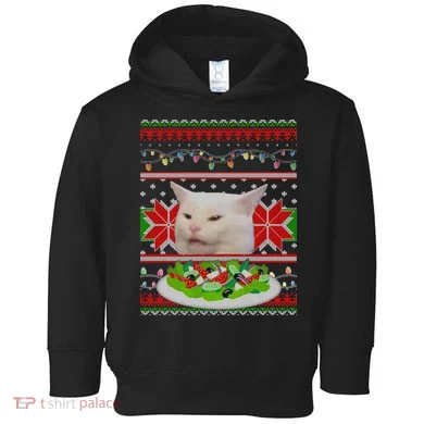 Smug Table Cat Meme Ugly Christmas Toddler Hoodie