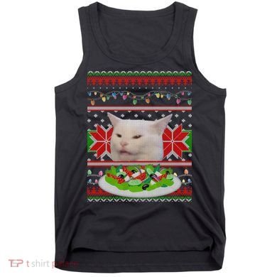 Smug Table Cat Meme Ugly Christmas Tank Top