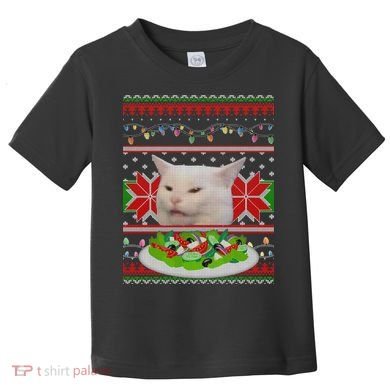 Smug Table Cat Meme Ugly Christmas Toddler T-Shirt