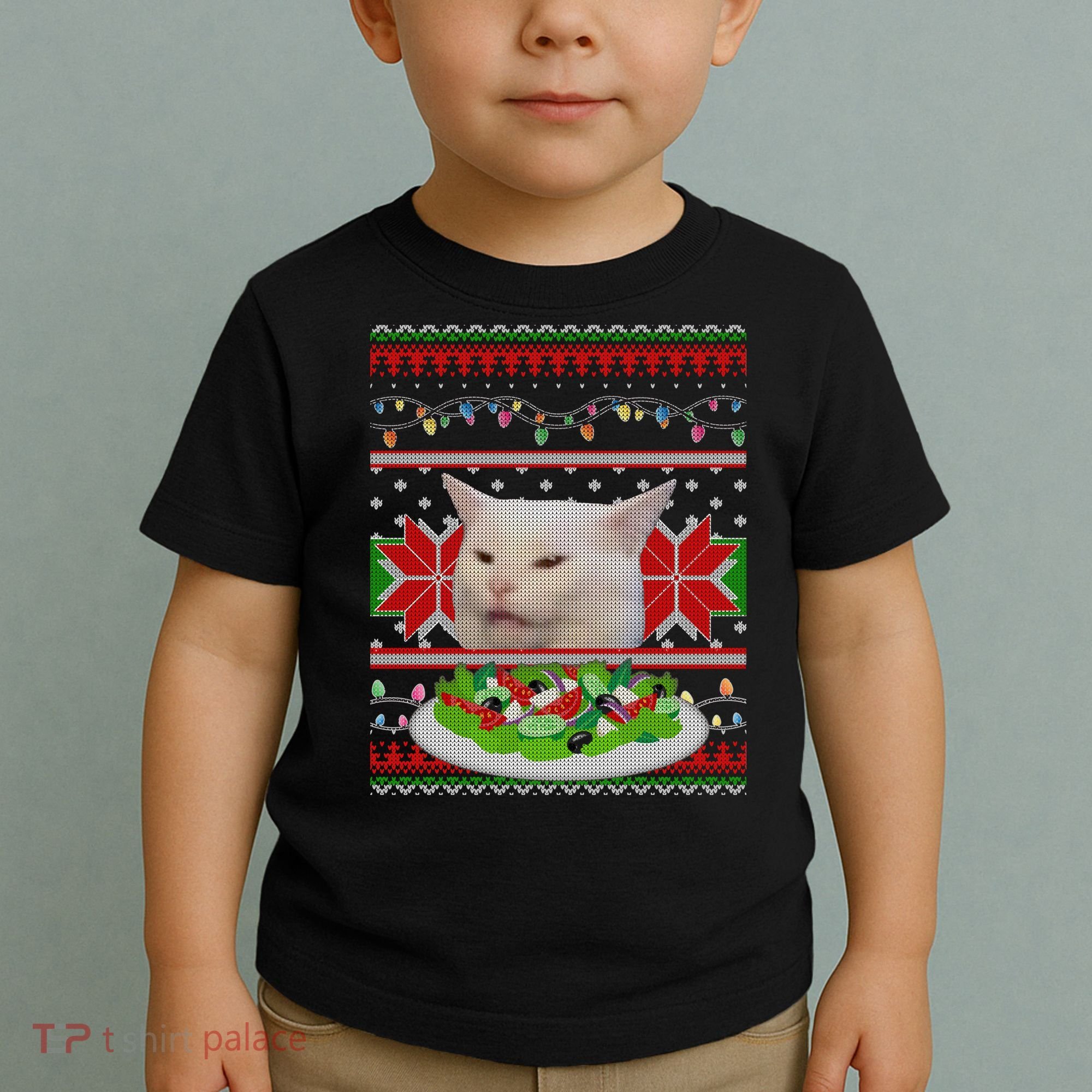 Smug Table Cat Meme Ugly Christmas Toddler T-Shirt