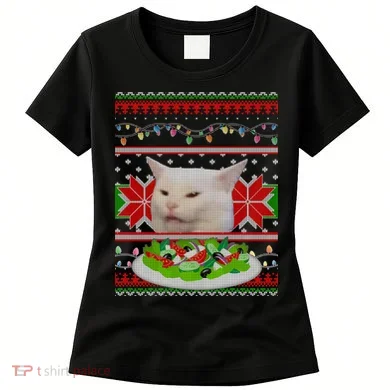 Smug Table Cat Meme Ugly Christmas Women's T-Shirt