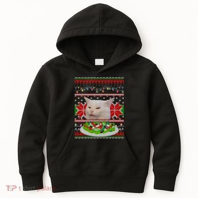 Smug Table Cat Meme Ugly Christmas Kids Hoodie