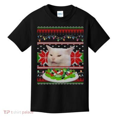 Smug Table Cat Meme Ugly Christmas Kids T-Shirt