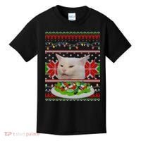 Smug Table Cat Meme Ugly Christmas Kids T-Shirt thumb 0
