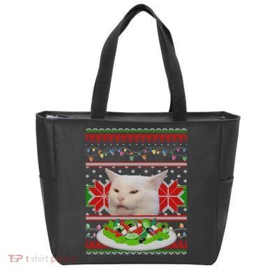 Smug Table Cat Meme Ugly Christmas Tote Bag