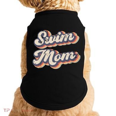 Swim Mom Vintage Rainbow Gift Doggie Tank