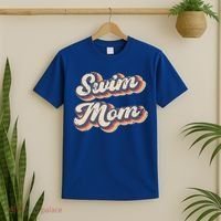 Swim Mom Vintage Rainbow Gift T-Shirt thumb 2