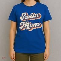 Swim Mom Vintage Rainbow Gift T-Shirt thumb 4